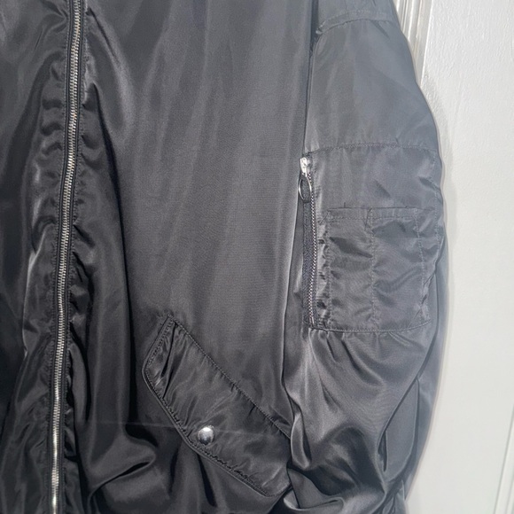 Black Bomber Jacket with Silver Zipper by Sincerely Jules - Size XL - Picture 4 of 9
